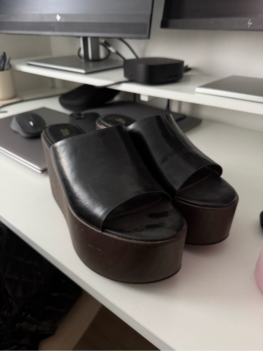 Zara Black and Brown Platform Mules - Picture 4 of 7